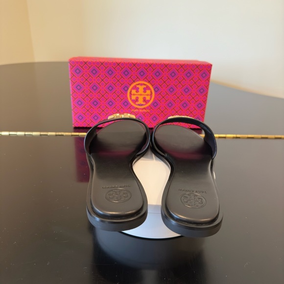NWT Luxury Spring Summer Beach Authentic RARE Tory Burch Black Everly Slide/Shoe - Picture 12 of 17